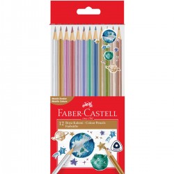 Faber 12 Renk Üçgen Metalik Boya Kalemi 51710000060