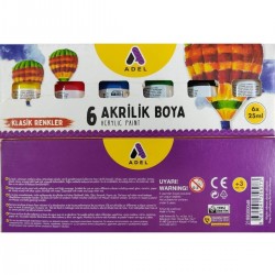 6 Renk Şişeli Akrilik Boya