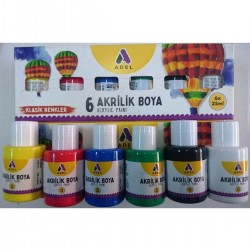 6 Renk Şişeli Akrilik Boya