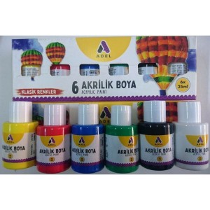 6 Renk Şişeli Akrilik Boya